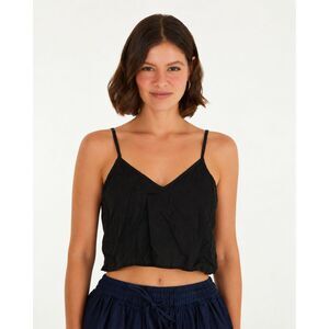 FARM Rio Black Cropped Camisole Tank Top Size L Minimal Y2K Summer